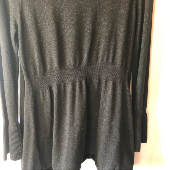 White House Black Market long black open cardigan tiny metallic flecks size M - Picture 6 of 8